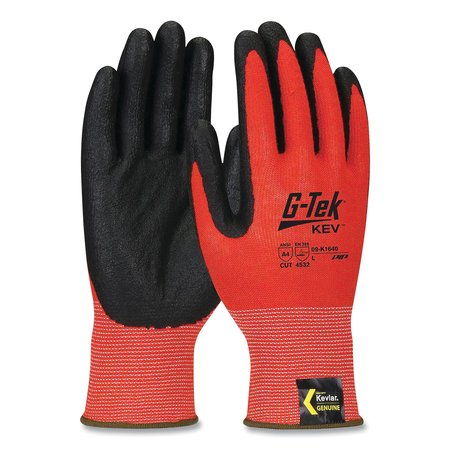 G-Tek KEV Hi-Vis Seamless Knit Kevlar Gloves, 2X-Large, Red/Black PR 09-K1640/XXL